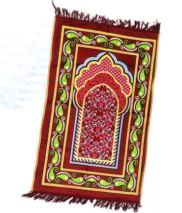 ALRAZA LOOMS Maroon Single Anti-skid Velvet Prayer Mat ( 110 X 70 cm )
