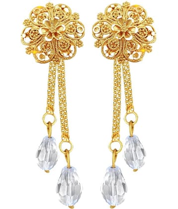 Vighnaharta Golden Drop Earrings ( Pack of 1 )