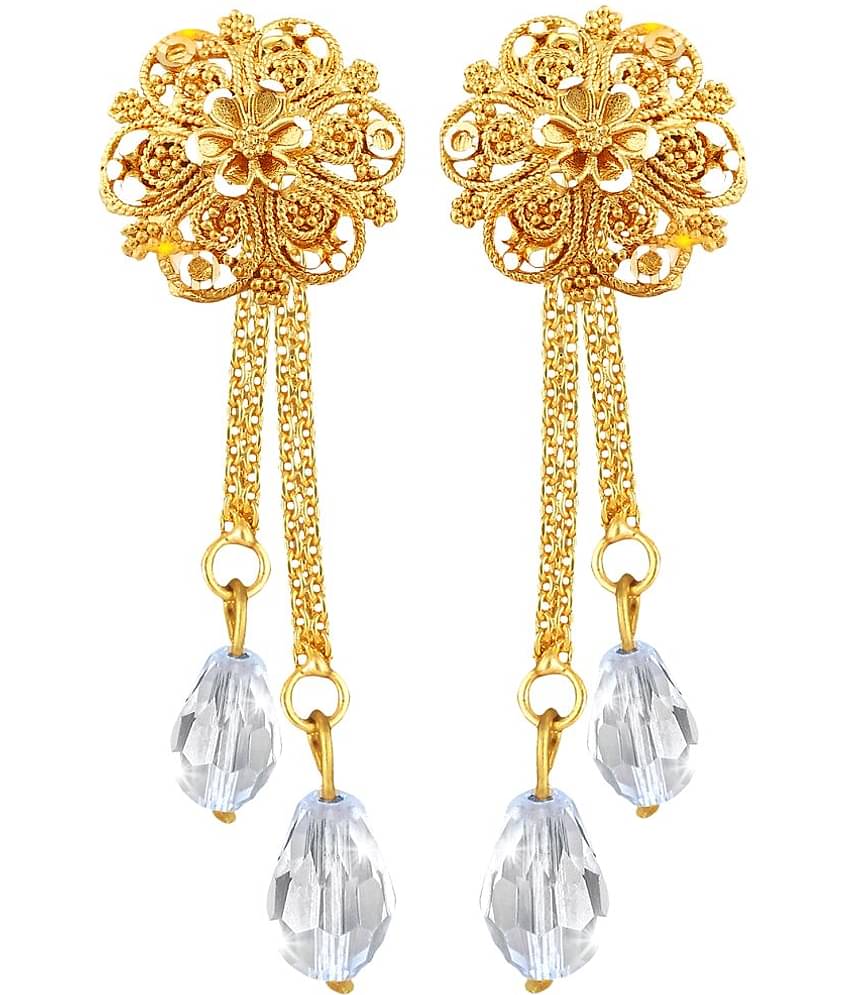 Vighnaharta Golden Drop Earrings ( Pack of 1 )