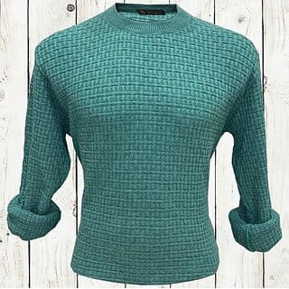 Fashlook Solid Round Neck Wool Blend Casual Green Full Sleeve T-Shirt For Mens