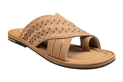 Titas Gents Beige Wedding Chappal-Peach / 5