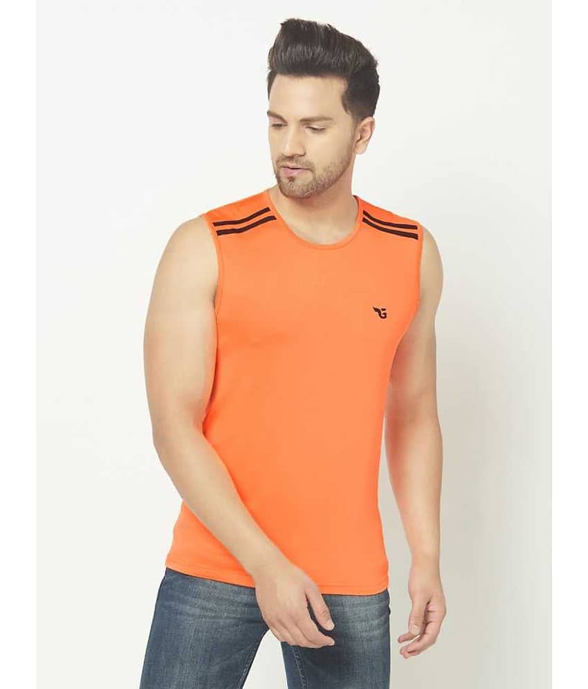 Glito Pack of 1 Polyester Gym Vest For Men ( Orange )