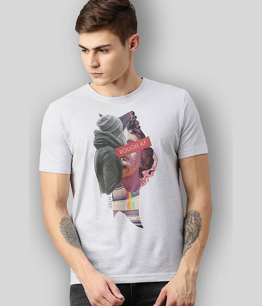 Huetrap Pack of 1 Cotton Blend Regular Fit Men's T-Shirt ( Grey )