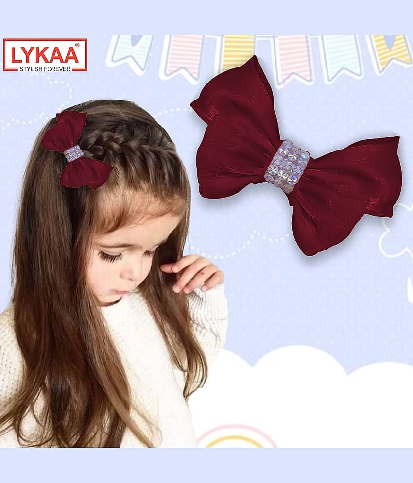 Lykaa Korean Style Hair Bows Barrette Hair Accessories For Girls And Women (Pack of 1) Red