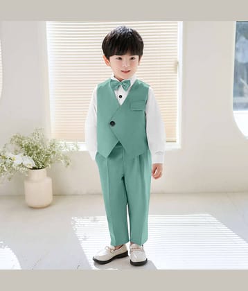 BELIEVED WORTHS Boys Cotton Blend Light Green Kurta Pant Set ( Pack of 1 )