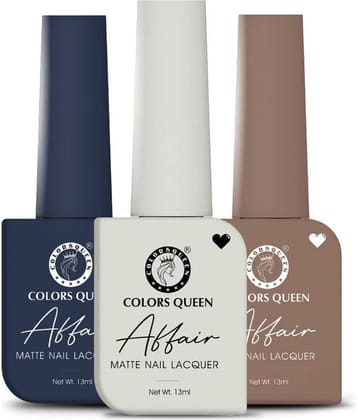 Colors Queen Affair Nail Polish setof 3 (10 Moon Mist, 17 Midnight Magnet & 49 Nut Pudding)