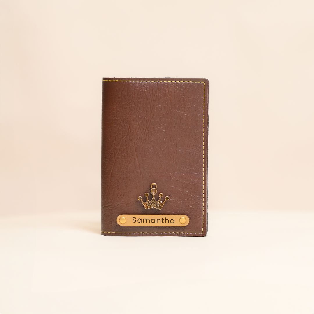 Personalized Passport Cover in Brown - Custom Leather Travel Accessory