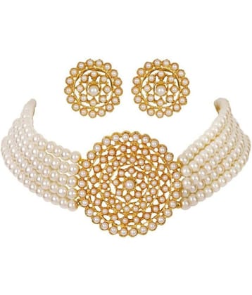 Jewar Mandi - White Brass Necklace Set ( Pack of 1 )