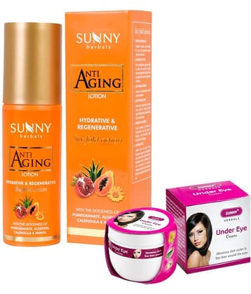 SUNNY HERBALS Antiaging Lotion, Under Eye Night Cream 50 gm Pack of 2