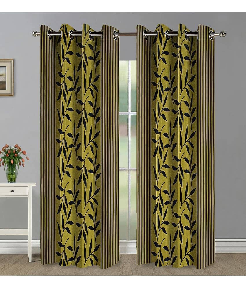Home Candy Set of 2 Door Semi-Transparent Eyelet Polyester Green Curtains ( 213 x 120 cm )