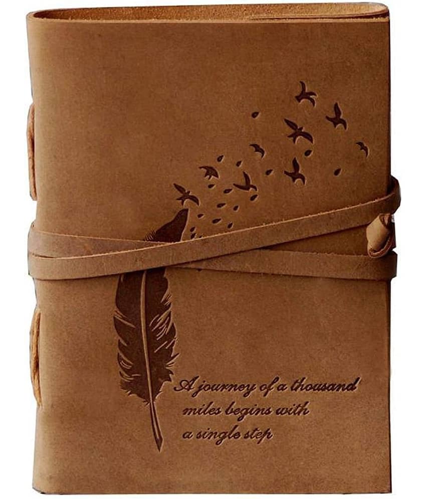 CRAFT CLUB Premium Leather Diary With Bird Feather Embossed A5 Diary