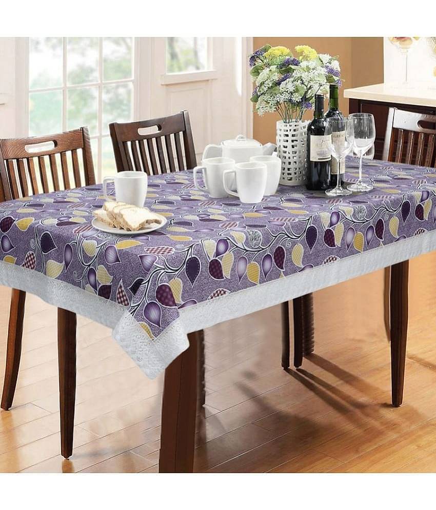 Printed PVC 6 Seater Rectangle Table Cover ( 228 x 152 ) cm Pack of 1 Purple