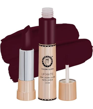 Colors Queen 2 in 1 Matte Finish Water Proof Lipstick Shimmer Maroonn (Shade - 40)