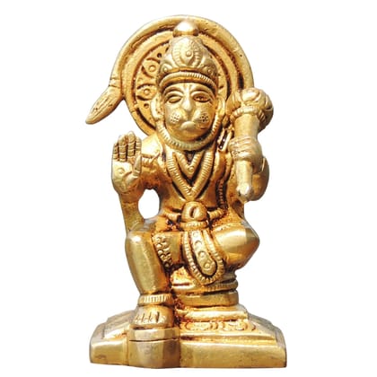 Brass Hanuman Ji Temple Idol - Devotional Home Decor, Height : 4 Inch (BSMAS1032 B)