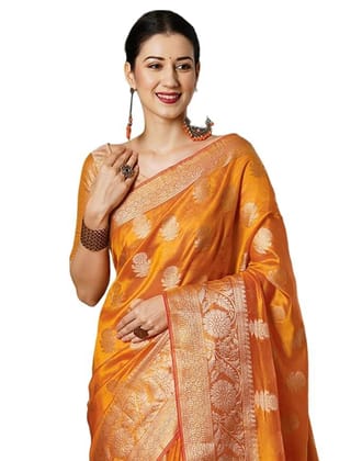 Women's Banarasi Soft Silk Saree Pure Silk With Unstitched Blouse Piece