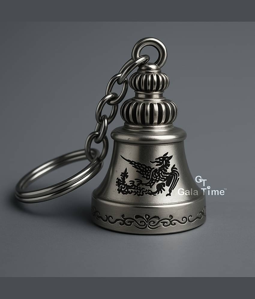 Decorative Silver Guardian Bell with Bird Artwork for Safe Travel, Good Luck Vibes and Gifting Occasions