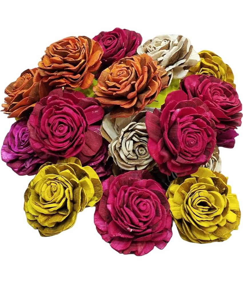 Vardhman Wood Handmade Dry Wood Rose Flower for Fancy Gift & Wedding ( Pack of 1 )