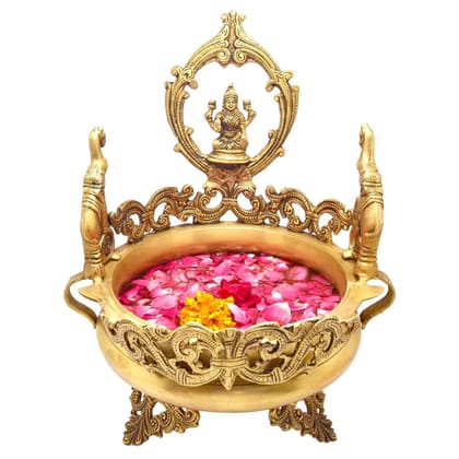 Brass Laxmi Ji Urli - Decorative Spiritual Home Decor, Diameter : 8 Inch (BSMAS1144 A)