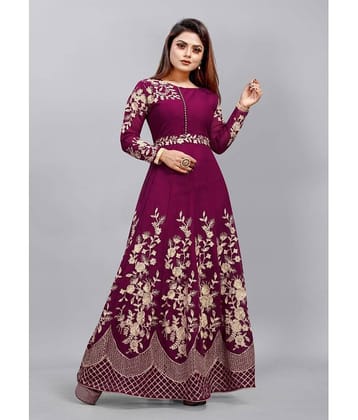 Apnisha Women Georgette Embroidered Ethnic Dress ( Blue )