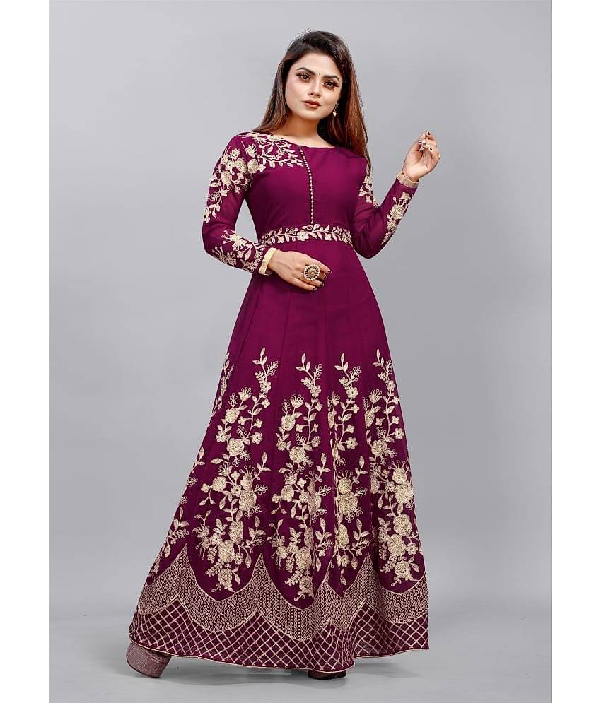 Apnisha Women Georgette Embroidered Ethnic Dress ( Blue )