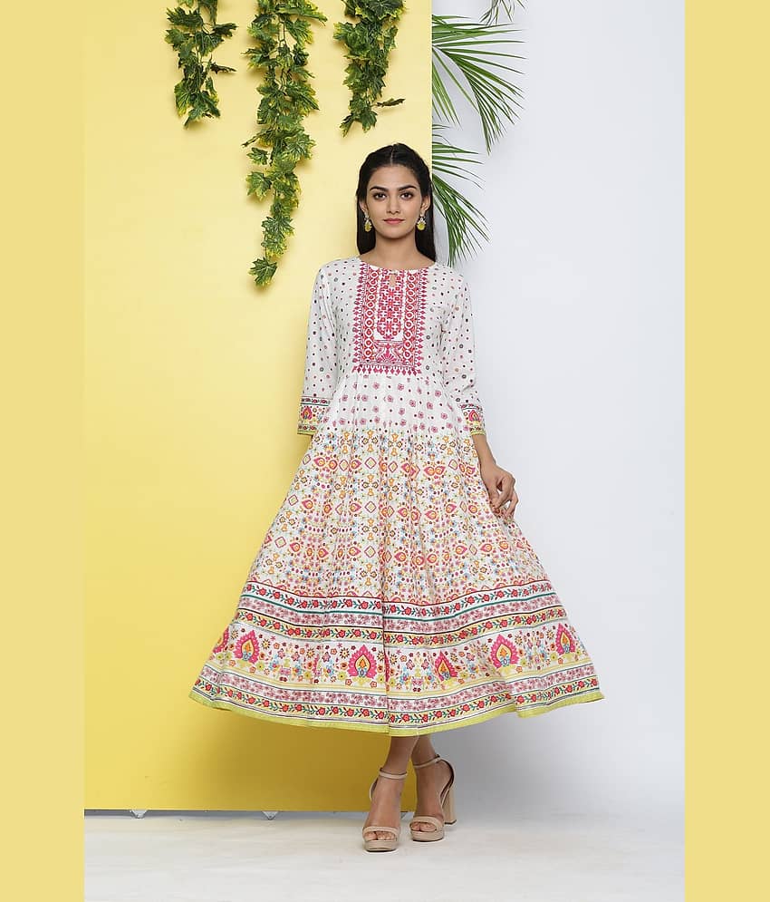 Juniper Cotton Printed Midi Women's Fit & Flare Dress - Mustard ( Pack of 1 )