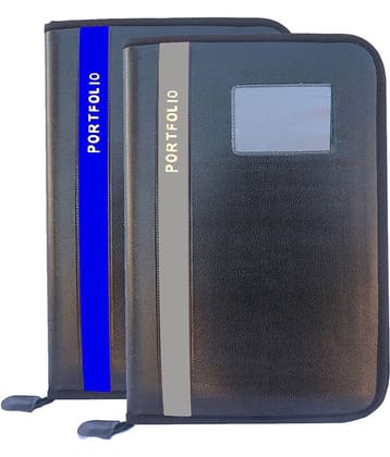 Kopila PU Leather Document Bag File Folder Set of-2 (A4/FS Paper Size) Blue & Grey
