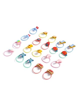 Aliza Elastic Hair Ties Hair Rubber Bands for Girls Kids Hair Accessories for Girls Rubberbands Pony Holders Multicolor Cute Charm Small Ponytail Holders for Girls Kids Teens Toddlers Pack of 20 pcs (Design 3)