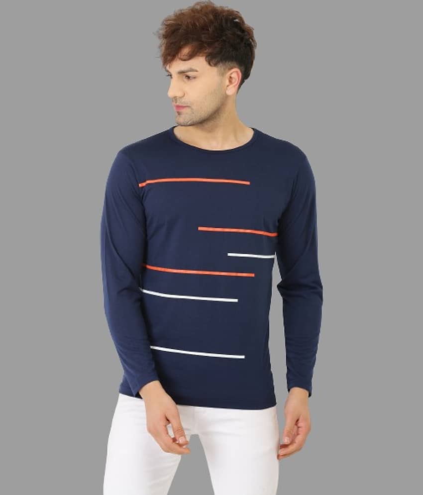 Leotude Pack of 1 Cotton Blend Regular Fit Men's T-Shirt ( Blue )