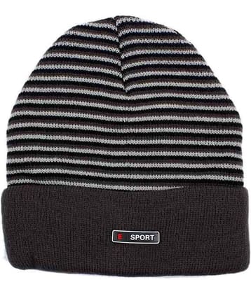 Bizarro.in Grey & Black Striped Woollen Cap