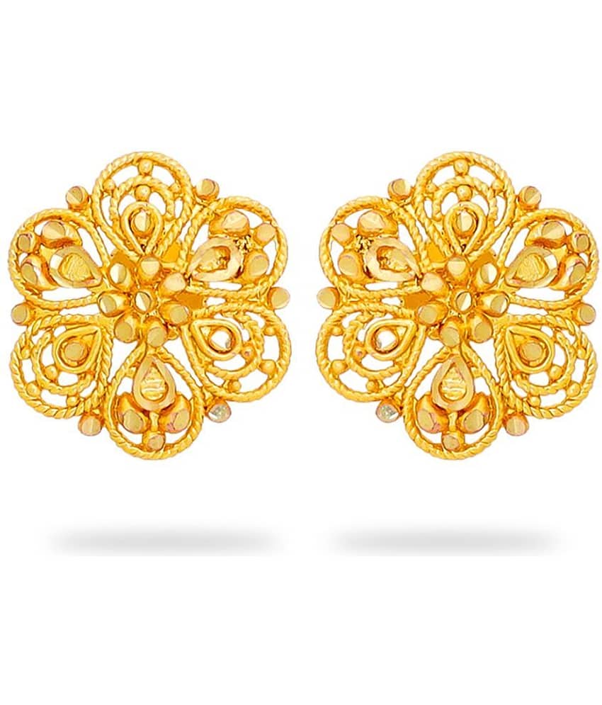 LUV FASHION Golden Stud Earrings ( Pack of 1 )