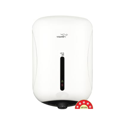 V-Guard Iris Pro Geyser 25 Litre Water Heater for Home with Rust-Proof ABS Body | BEE 5 Star Rating | Vitreous Enamel Tank Coating | Superior Incoloy 800 Heating Element | White-Black V-Guard Iris Pro Geyser 25 Litre Water Heater for Home with Rust-Proof