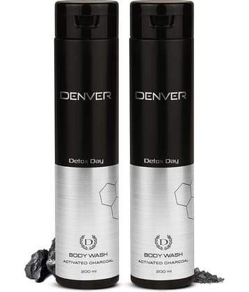 Denver Activated Charcoal Detox Body Wash - 200ML Each (Pack of 2) For Men