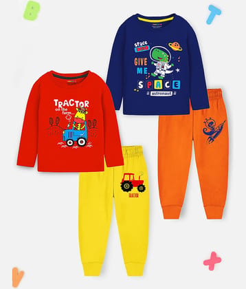Trampoline Pack of 2 Boys Cotton Blend T-Shirt & Trackpants Set ( Multicolor 2 )