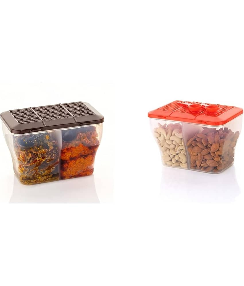 Analog Kitchenware Dal/Masala/Vegetable Plastic Multicolor Pickle Container ( Set of 2 )