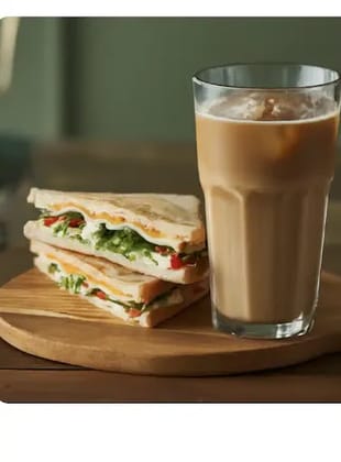 Cheese Veg Sandwich [2 Pieces] With Cold Coffee [300 Ml]