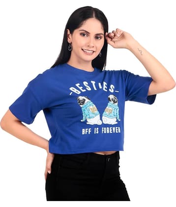 LONDON HILLS Women's Cotton Blend Crop Top ( Blue )