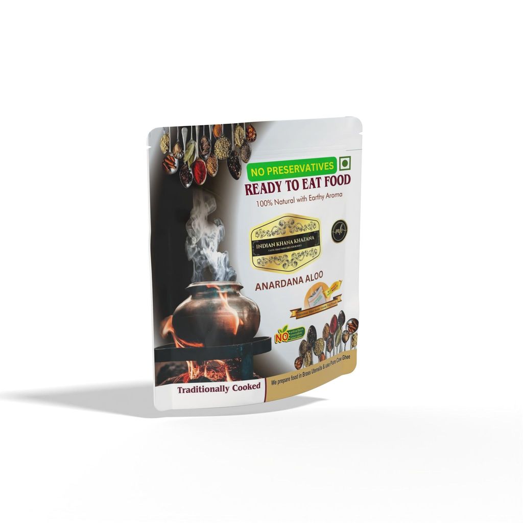 INDIAN KHANA KHAZANA Anar Dana Aaloo 202gm | No Added Preservative and Colours (Aaloo) Serve Hot Anytime Anywhere with our Flameless Food Heater inside the Pack.| ndian Tasty Flavour Ready to Eat Food