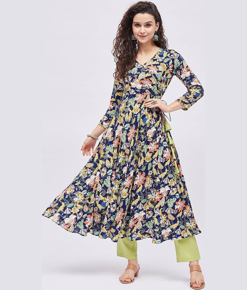 Tissu - Multicoloured Rayon Women's Angrakha Kurti ( Pack of 1 )
