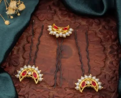 Maharashtrian Gold Plated Chandrakor Hair Accessory