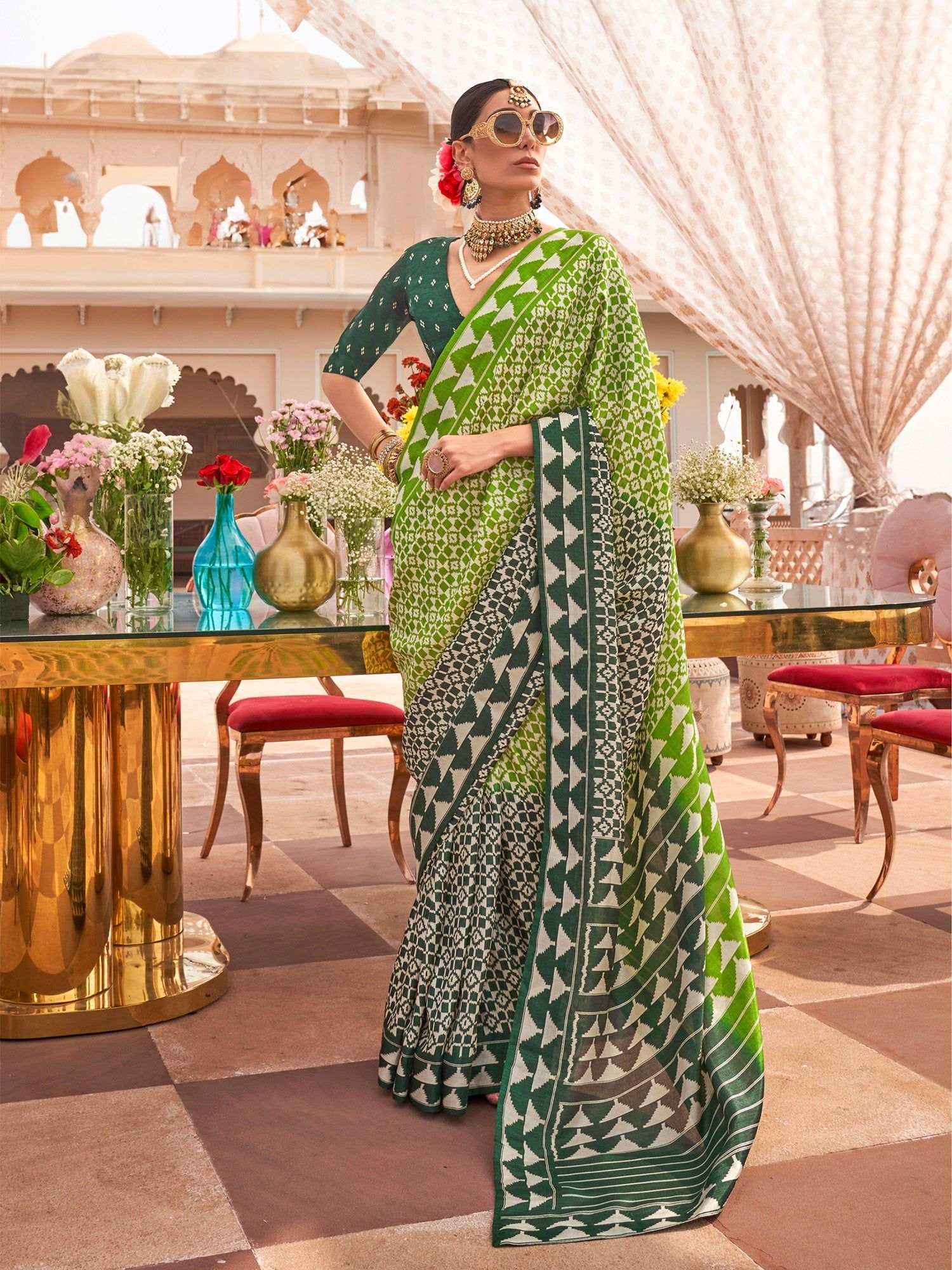 Light Green Pure Sigma Silk Printed Saree