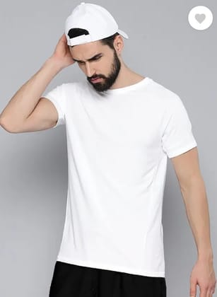 Men Solid Round Neck Pure Cotton White T-Shirt
