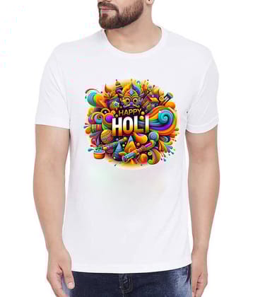 PrintMall Polyester Regular Fit Printed Half Sleeves Men's Round T-Shirt - White ( Pack of 1 )