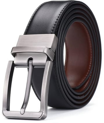 SILKSHOPPING - Black Leather Men's Reversible Belt ( Pack of 1 )