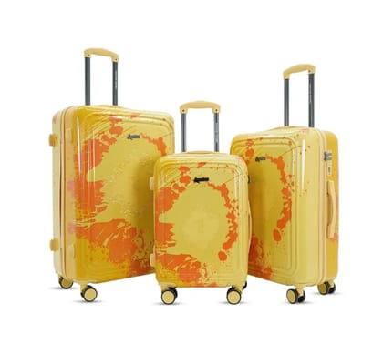American Traveller TourisGlide Sport Luggage Trolley Bag Set of 3 (PC) Durable Hard Shell for Travel Suitcase with 360 Disk Wheels| TSA Type Lock| Heavy-Duty Lining| Football Splash