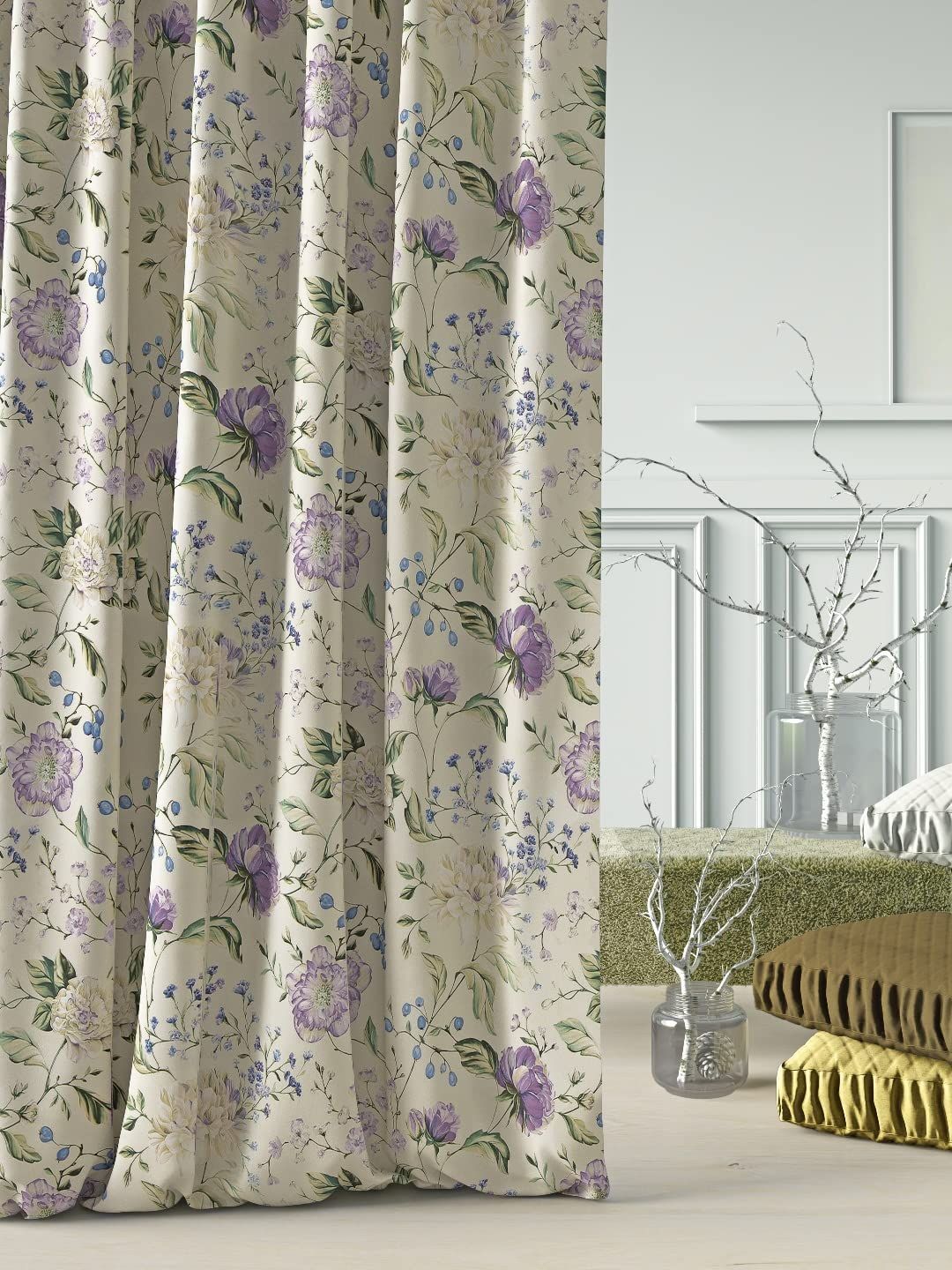 DDECOR - 100% PolyesterFloral PatternLarge Door 9 Ft|135 CM X 260 CM| - Purple