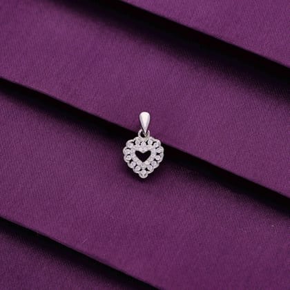 Crystal Caressed Heart Silver Pendant-White Stone / Silver