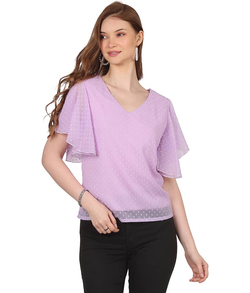FASHJONS 360 Women's Georgette Regular Top ( Purple )