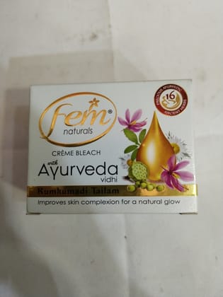 Fem Naturals Crème bleach With Ayurveda vidhi Kumkumadi tailam 