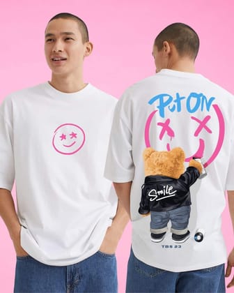 Smile White Oversized Tshirt-S