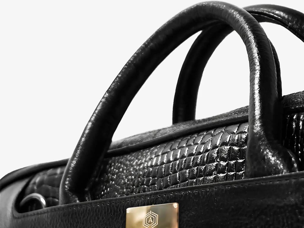 Croc-Textured Leather Bag